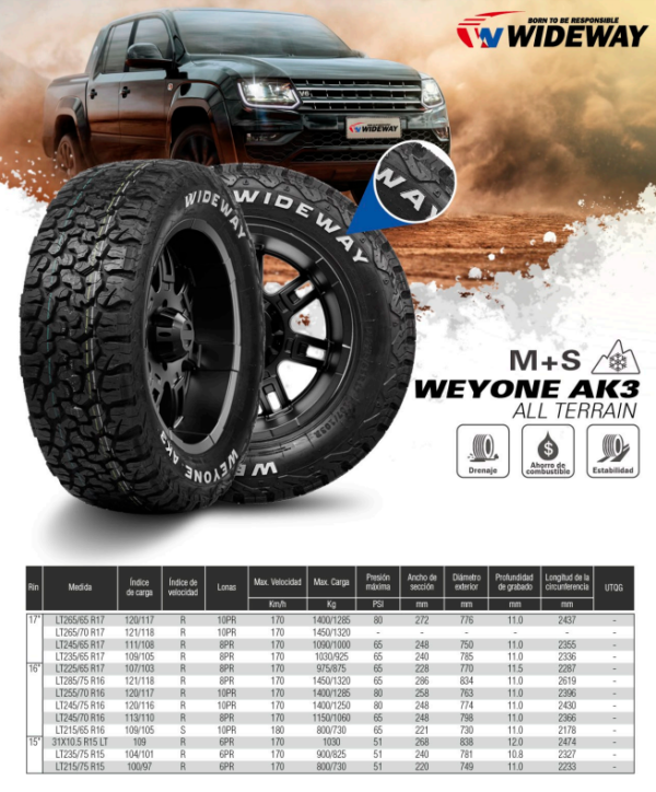 LLANTA LT215/75 R15 6PR100/97R WEYONE AK3 WIDEWAY - Image 3