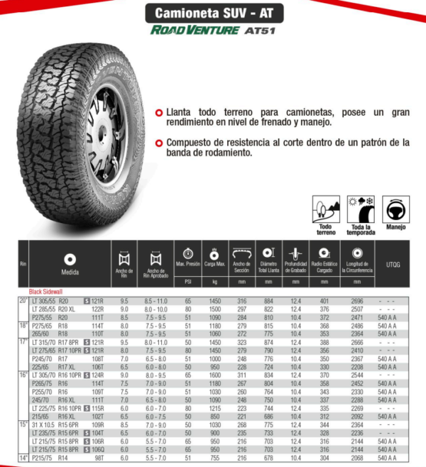 LLANTA 215/75 R15 100S SUV AT5 GALLANT - Image 2