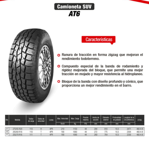 LLANTA 275/55 R20 113H SUV AT6 GALLANT - Image 2