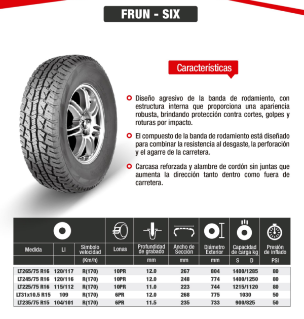 LLANTA LT31x10.5 R15 109R FRUN-SIX FULLRUN - Image 2