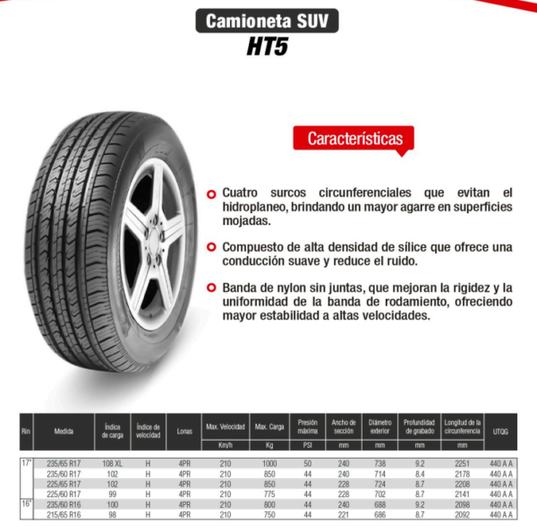 LLANTA 215/65 R16 98H SUV HT5 GALLANT - Image 2