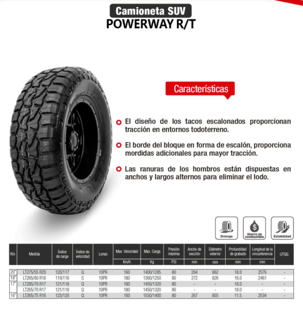 LLANTA LT285/70 R17 10PR121/118Q POWERWAY RT WIDEWAY - Image 2