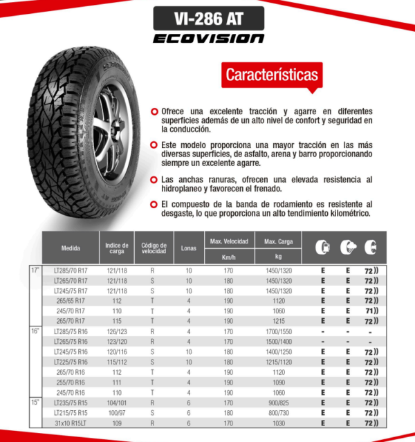 LLANTA LT215/75 R15 6PR100/97S VI-286AT ECOVISION - Image 2
