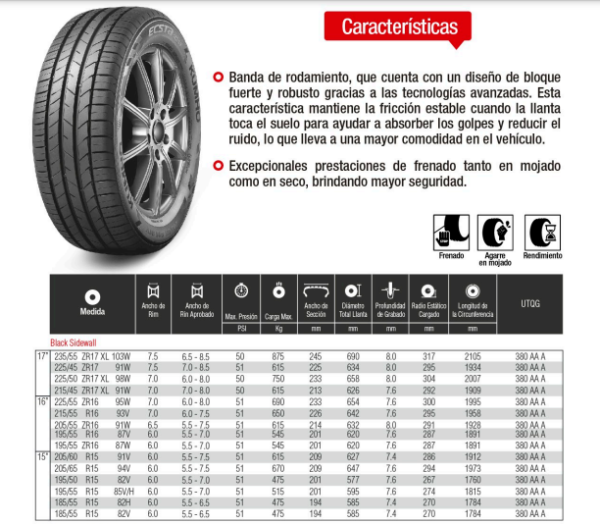 LLANTA 215/55 R16 93V HS52 KUMHO CH - Image 2