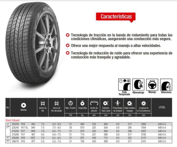 LLANTA 215/55 R17 94V TA51 KUMHO - Image 2
